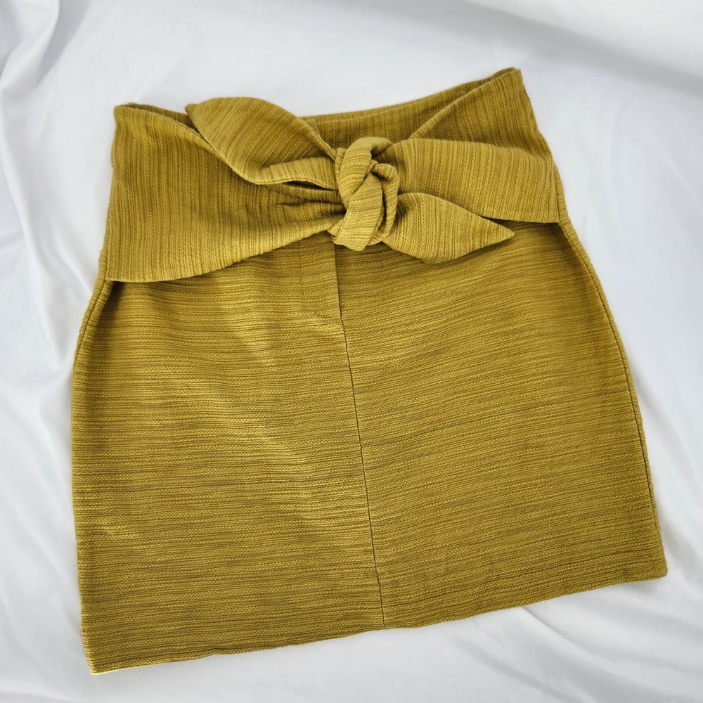 Marie Oliver Womens Academic Tweed Mini Skirt S Mustard Tie Front Contemporary